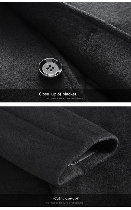 Winter Woolen Men's Slim Long Casual Trench Coat Thick Warm Jacket - ANIBEY