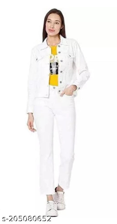 Cotton Jacket for Women (White, S) - ANIBEY