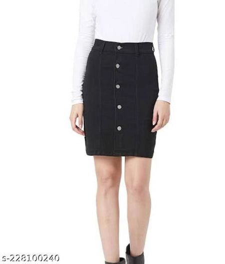 Cotton Blend Skirts for Women (Black, 28) - ANIBEY