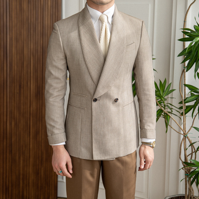 Double-breasted Tuxedo Suit Jacket For Men - ANIBEY