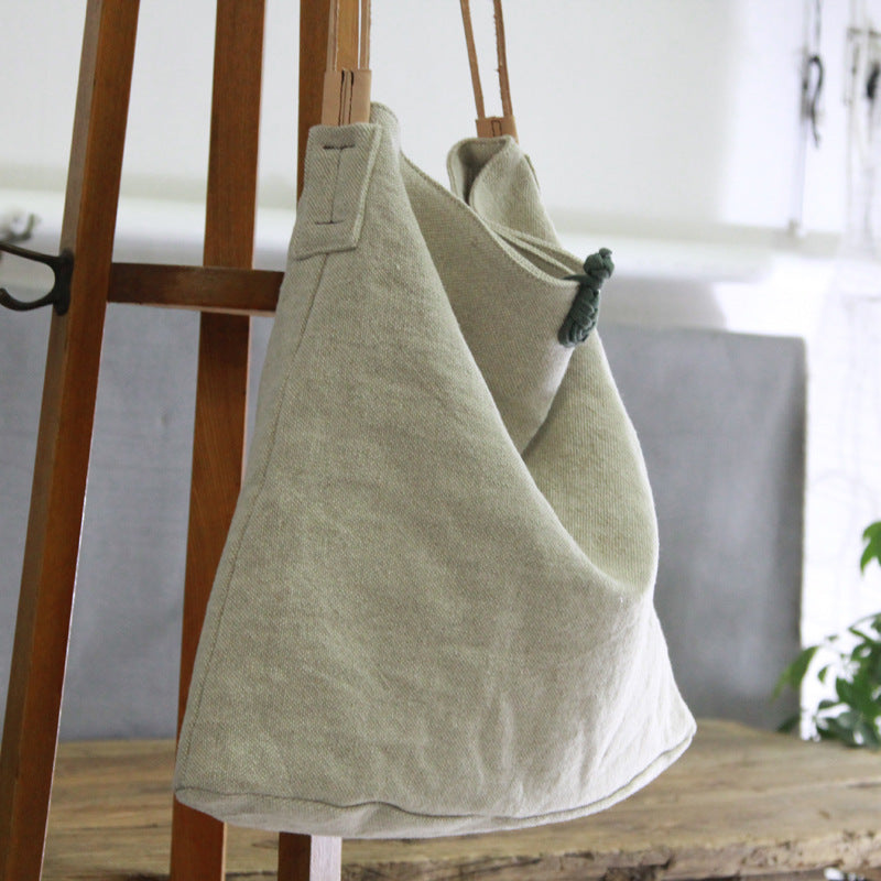 Casual One-shoulder Literary Hand Cloth Bag Handmade Disc Buckle Large Capacity - ANIBEY