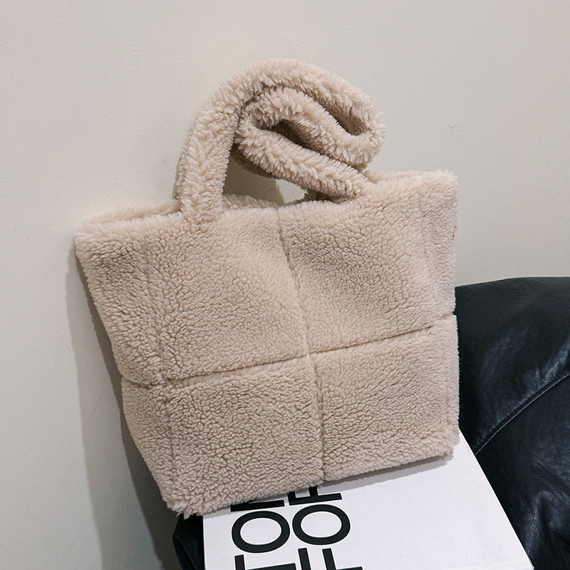 Women's Designer Luxury Plush Bag Winter Fashion Cute Tote Handbags Large Capacity Portable Single Shoulder Furry Bags - ANIBEY