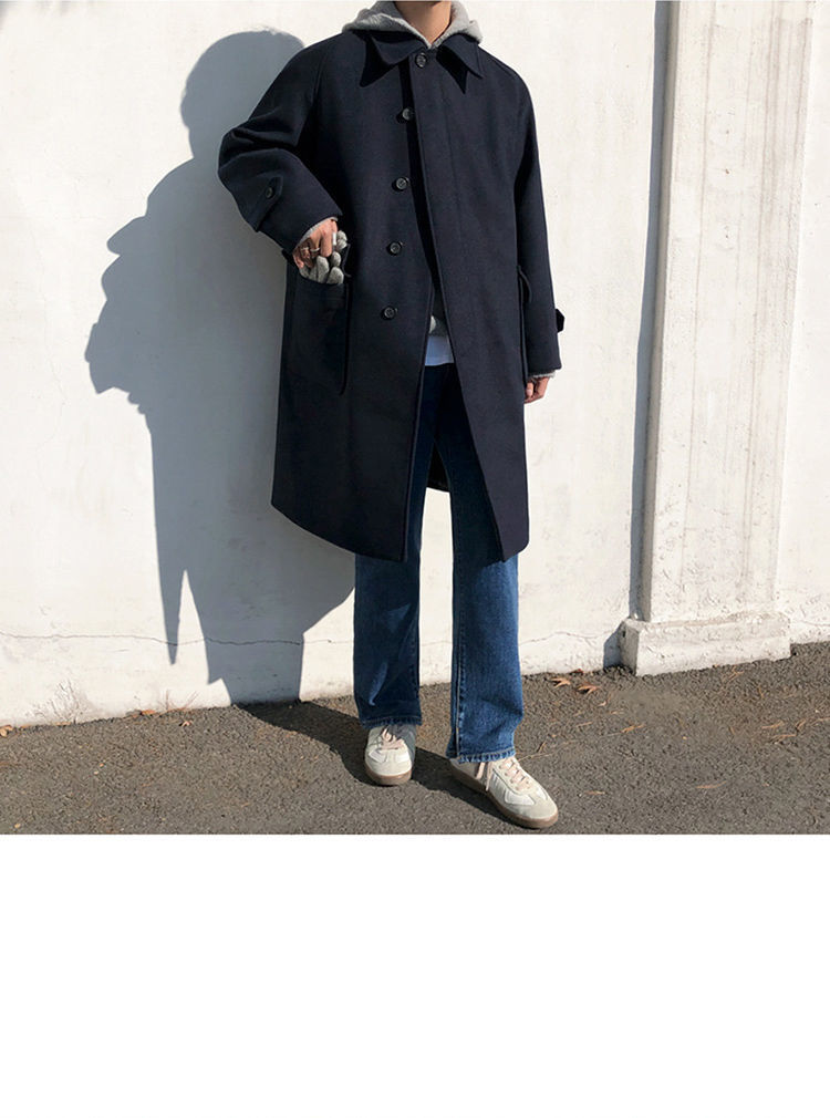 British Style Woolen Trench Coat for Men - ANIBEY