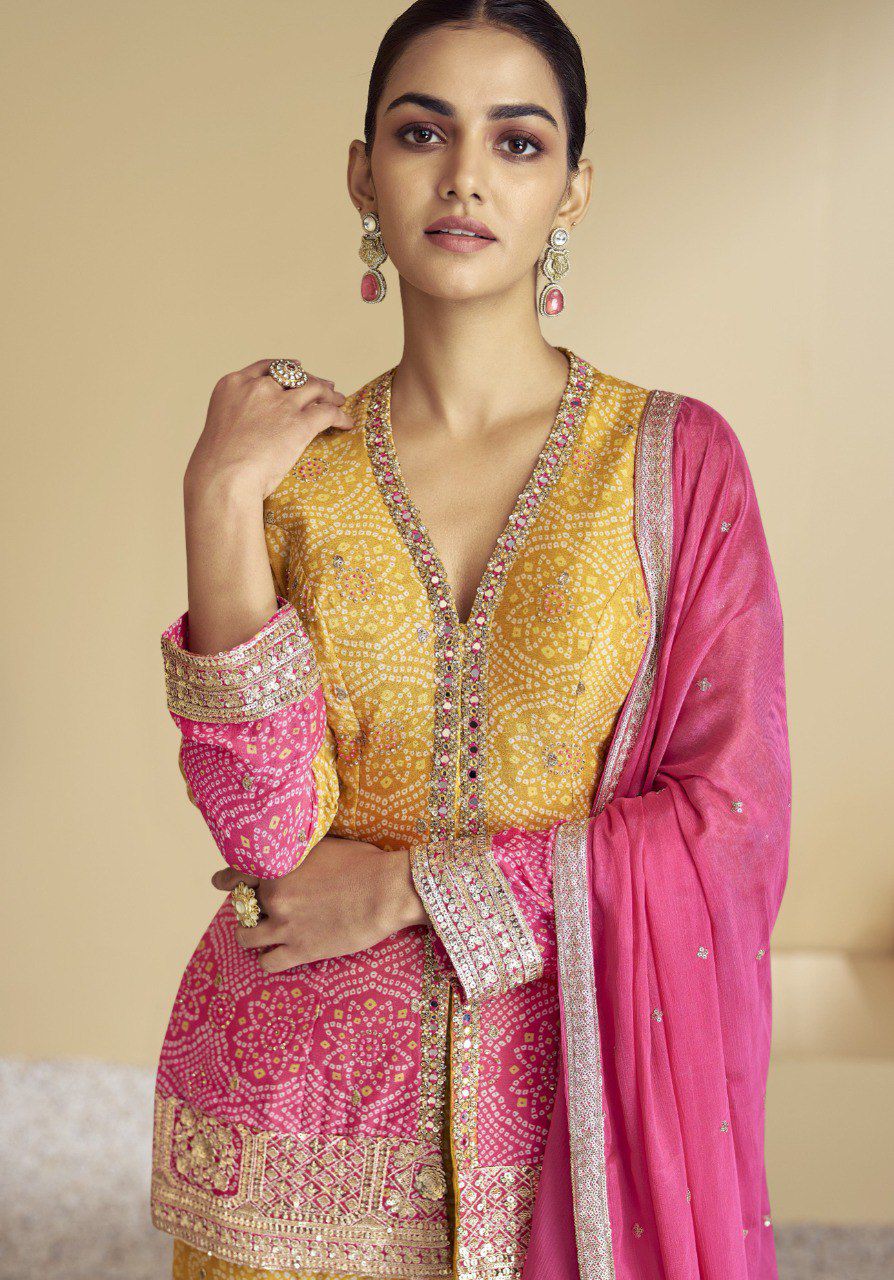 Pakistani Indian Sharara Kurta Plaza Women Ethnic - ANIBEY