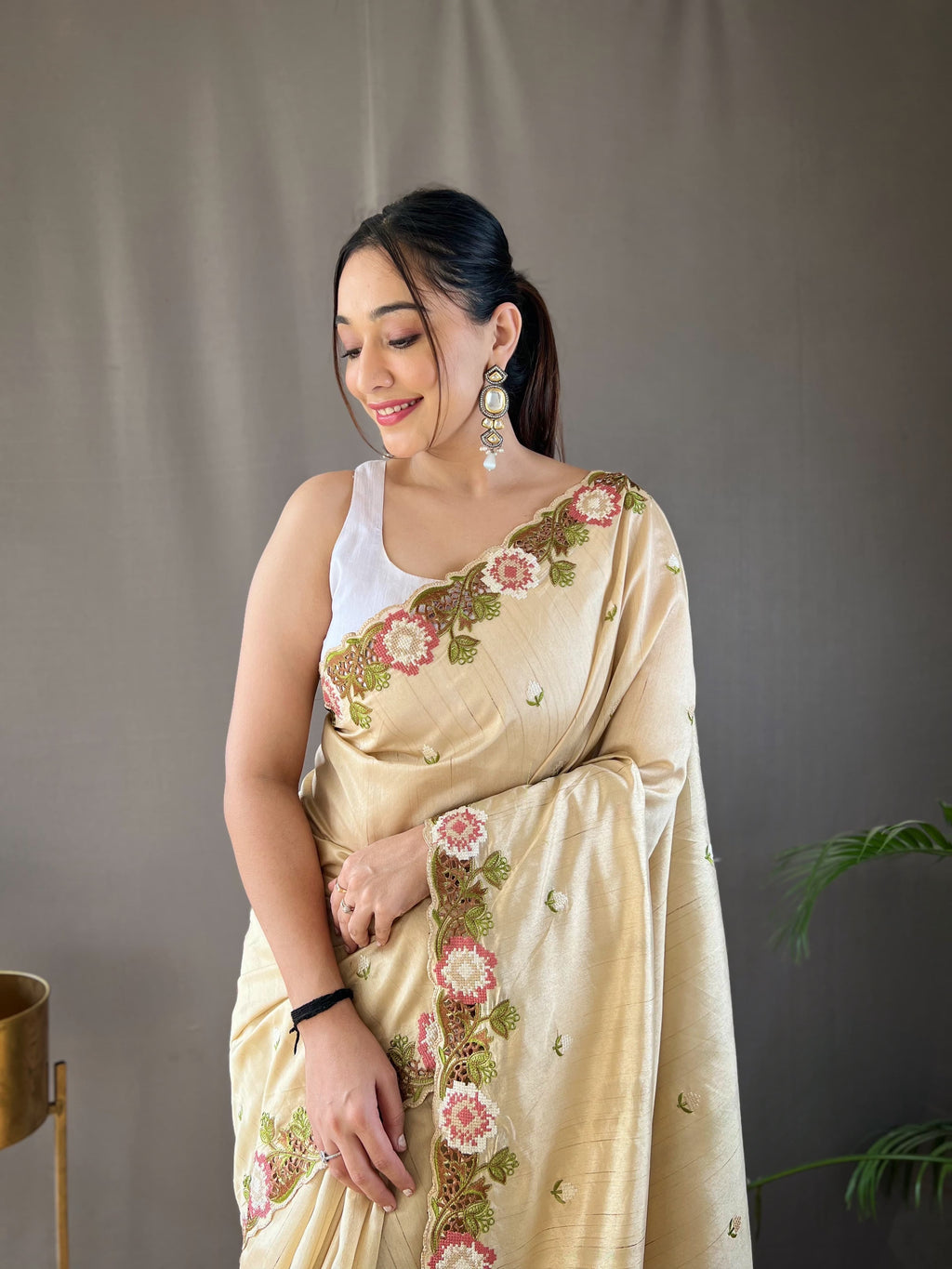 Sclout Women's Soft Silk Saree With Cut Boarder & Work Blouse Piece - ANIBEY