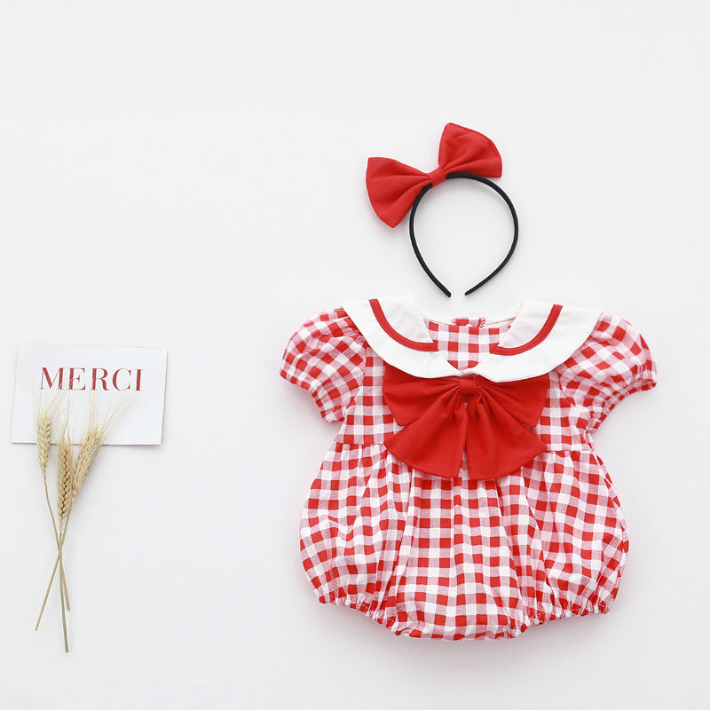 Baby Girls Princess Rompers Child Short Sleeves Lace Dress - ANIBEY