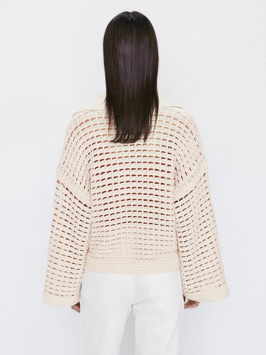 Women's Pastoral Style Knitted Crochet Summer Mesh Sweater - ANIBEY