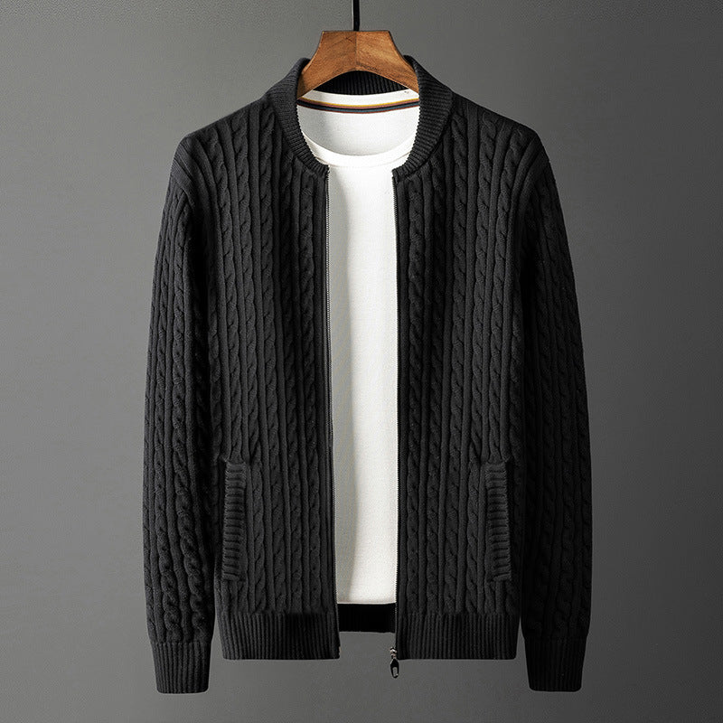 Men's Ribbed Knit Cardigan Sweater - ANIBEY