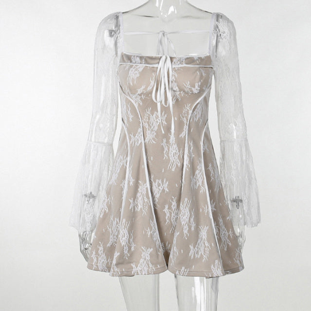 Autumn New Fashion Slim Lace Clock-Sole Length Sleeve Women's Dress - ANIBEY