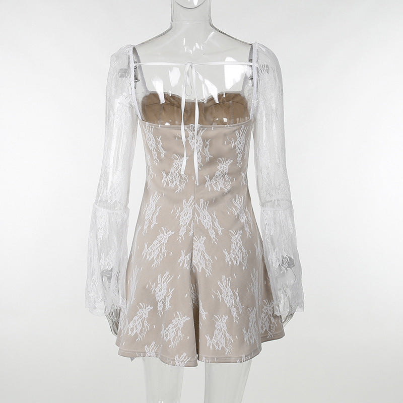 Autumn New Fashion Slim Lace Clock-Sole Length Sleeve Women's Dress - ANIBEY