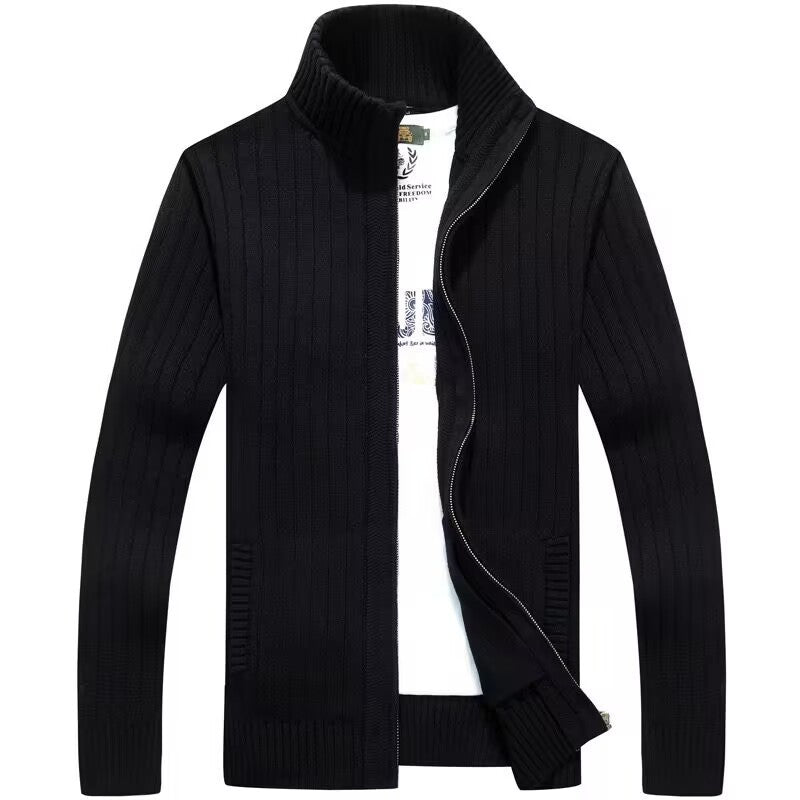 Men Fleece-lined Thickened Zipper Outerwear Sweater - ANIBEY