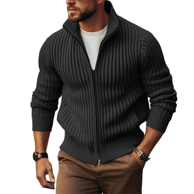 Men Fleece-lined Thickened Zipper Outerwear Sweater - ANIBEY
