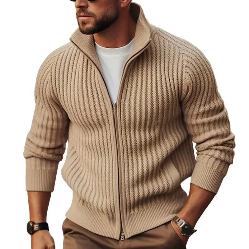 Men Fleece-lined Thickened Zipper Outerwear Sweater - ANIBEY