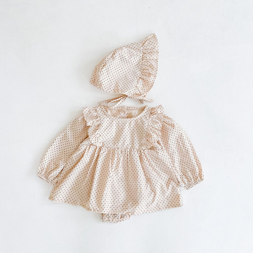 Autumn New Product Girl Baby Love Dress Long Sleeve Romper Baby Cotton One-Piece Climbing Clothes Free Hat - ANIBEY
