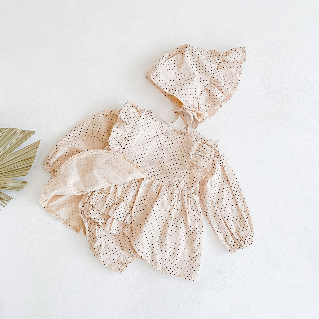 Autumn New Product Girl Baby Love Dress Long Sleeve Romper Baby Cotton One-Piece Climbing Clothes Free Hat - ANIBEY