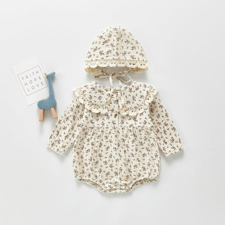 Autumn Baby Clothing Toddler Girls Bodysuits Big Collar Baby Girl Floral Suit Infant One Piece - ANIBEY