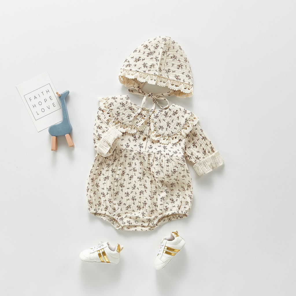 Autumn Baby Clothing Toddler Girls Bodysuits Big Collar Baby Girl Floral Suit Infant One Piece - ANIBEY