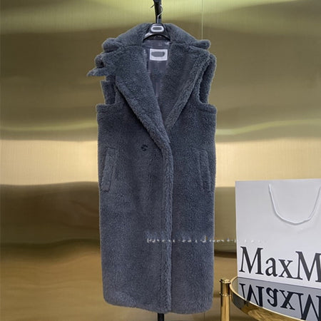 Women's Fur Long Profile Vest Jacket - ANIBEY