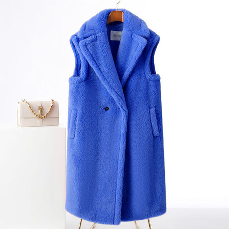 Women's Fur Long Profile Vest Jacket - ANIBEY
