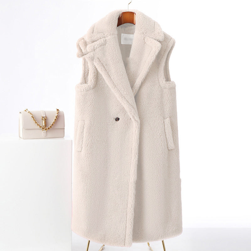 Women's Fur Long Profile Vest Jacket - ANIBEY