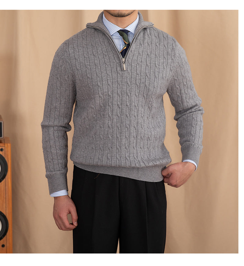Autumn And Winter Zipper Half-open Collar Pullover Keep Warm Sweater - ANIBEY
