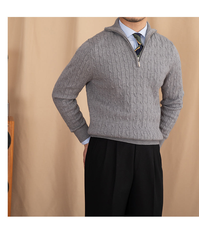 Autumn And Winter Zipper Half-open Collar Pullover Keep Warm Sweater - ANIBEY