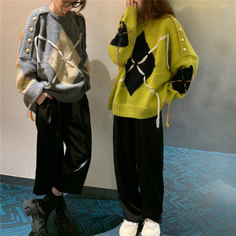 Women's Loose-fitting Outer Jacket With Rope Pullover Sweater - ANIBEY