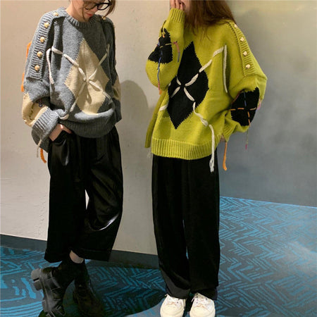 Women's Loose-fitting Outer Jacket With Rope Pullover Sweater - ANIBEY