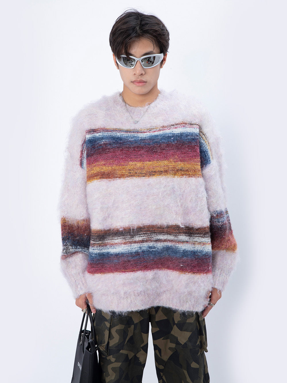 Hair And Stripes On A Thick Sweater Man - ANIBEY