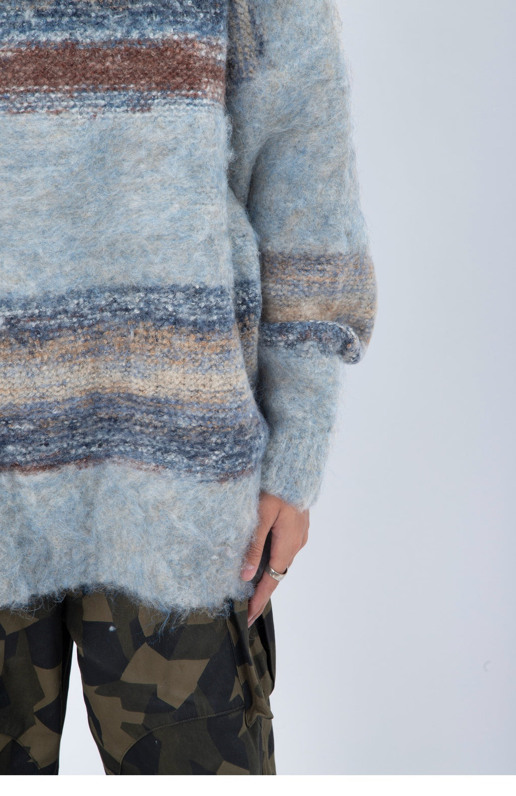 Hair And Stripes On A Thick Sweater Man - ANIBEY