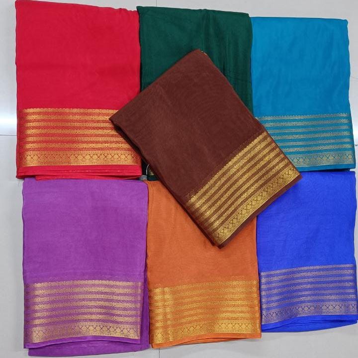 Semi-Mysore silk sarees {CHIIFON SAREE ) - ANIBEY