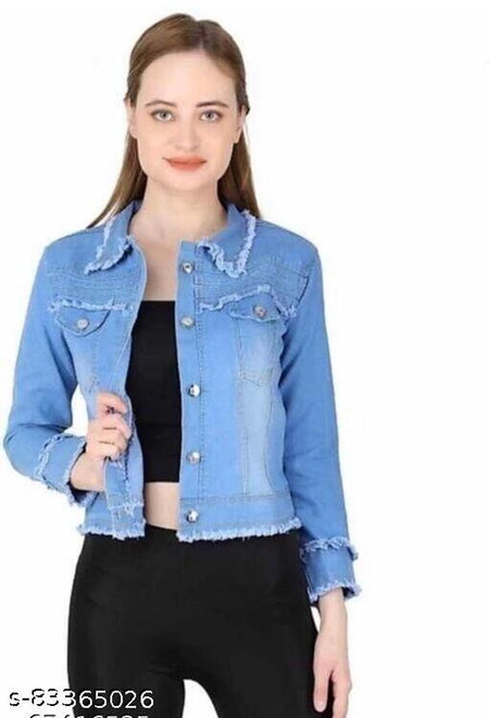 Denim Jacket for Women (Blue, S) - ANIBEY
