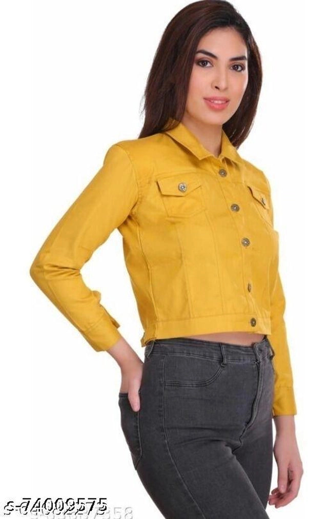 Cotton Jacket for Women (Yellow, S) - ANIBEY