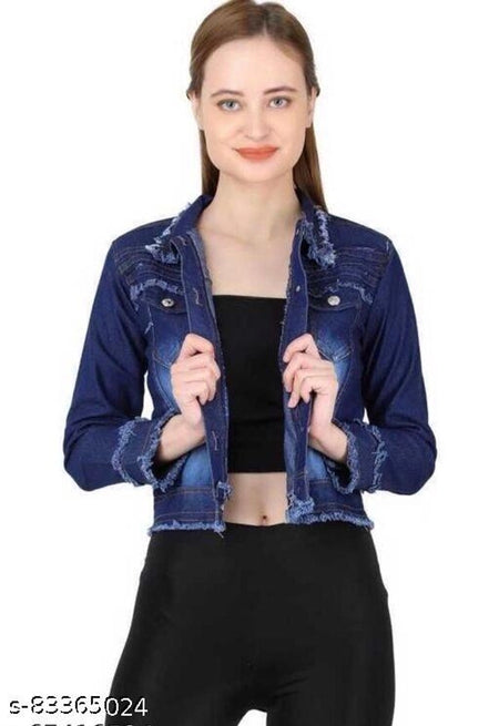 Denim Jacket for Women (Blue, S) - ANIBEY