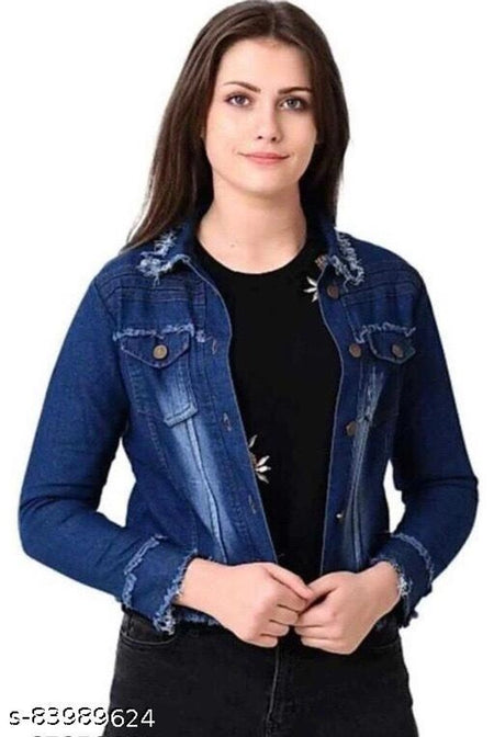 Denim Jacket for Women (Blue, S) - ANIBEY