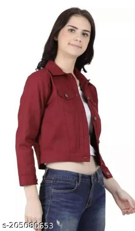 Cotton Jacket for Women (Maroon, S) - ANIBEY