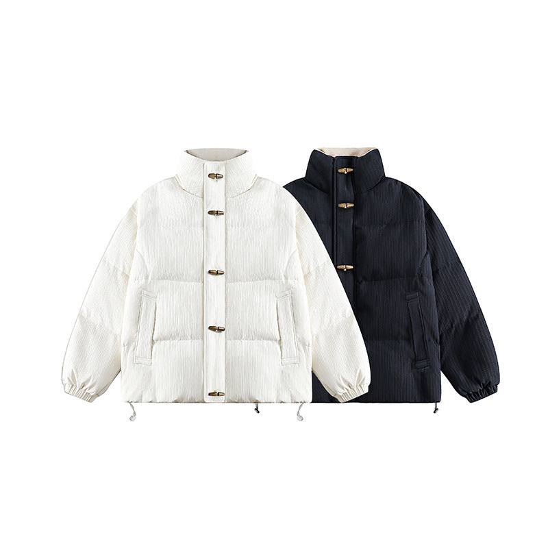 Men's Button-Up Puffer Bomber Jacket - ANIBEY