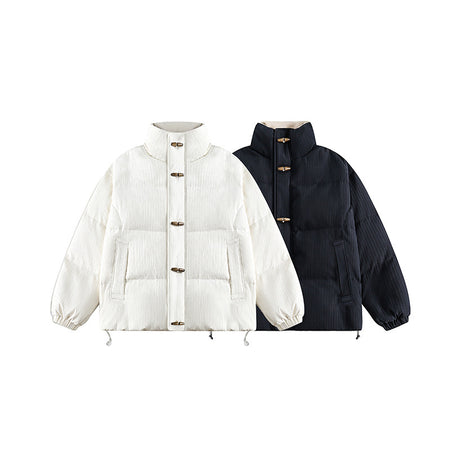Men's Button-Up Puffer Bomber Jacket - ANIBEY