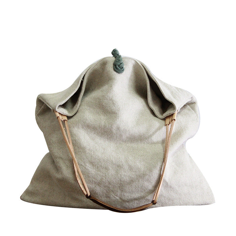 Casual One-shoulder Literary Hand Cloth Bag Handmade Disc Buckle Large Capacity - ANIBEY